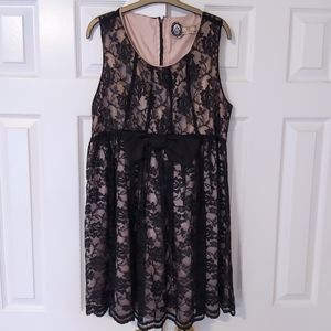 Black Lace Overlay Sleeveless Dress